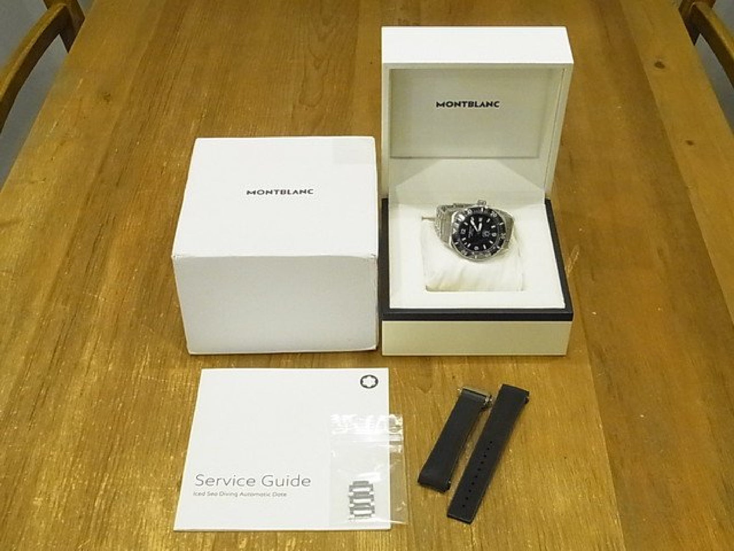 MONTBLANC 1858 Iced Sea Automatic date Ref.MB129371 cinturino in gomma Prodotto originale Uomo 184607294 hannari-shop