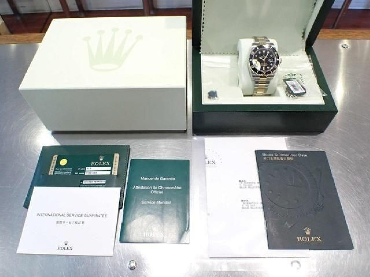 ROLEX Submariner date combinaison acier inoxydable x or jaune avec diamants noirs 8P 116613GLN '12 Homme 192618156 hannari-shop