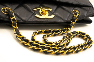 CHANEL Caviar Large Chain Shoulder Bag Black Quilted Leather m22