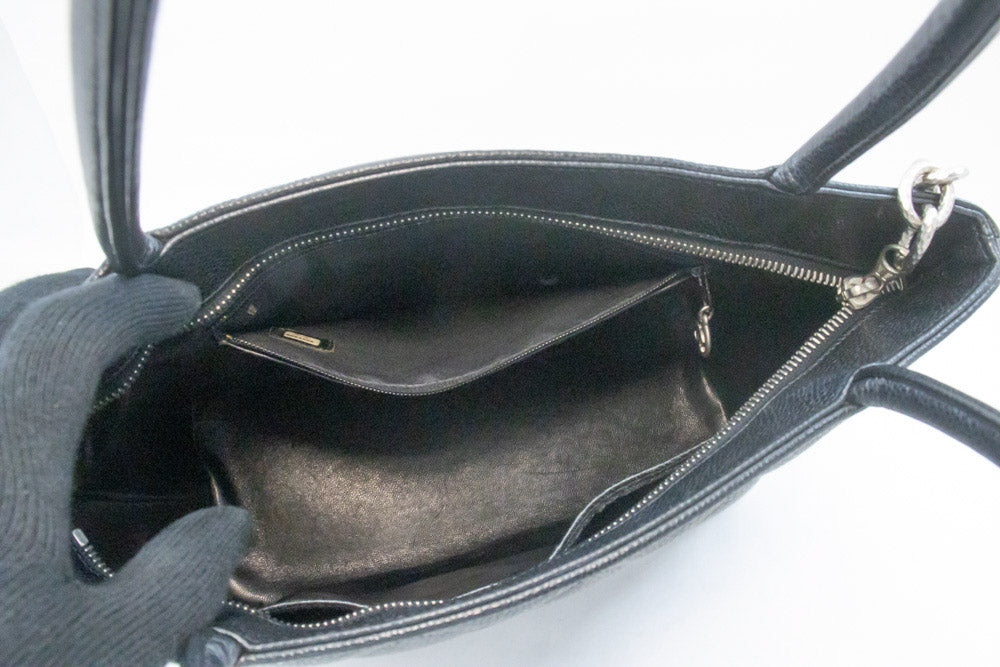 حقيبة كتف CHANEL Silver Medallion Grained Calfskin Leather Shoulder Bag ap3 hannari-shop