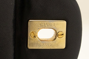 CHANEL Classic Double Flap 10" Chain Shoulder Bag Black Lambskin m50 hannari-shop