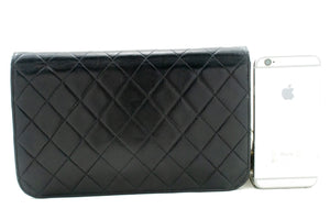 CHANEL Full Flap Chain Shoulder Bag Clutch Black Quilted Lambskin m62 hannari-shop