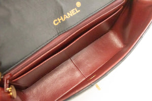CHANEL Vintage Medium Chain Shoulder Bag Black Lambskin Quilted m37 hannari-shop