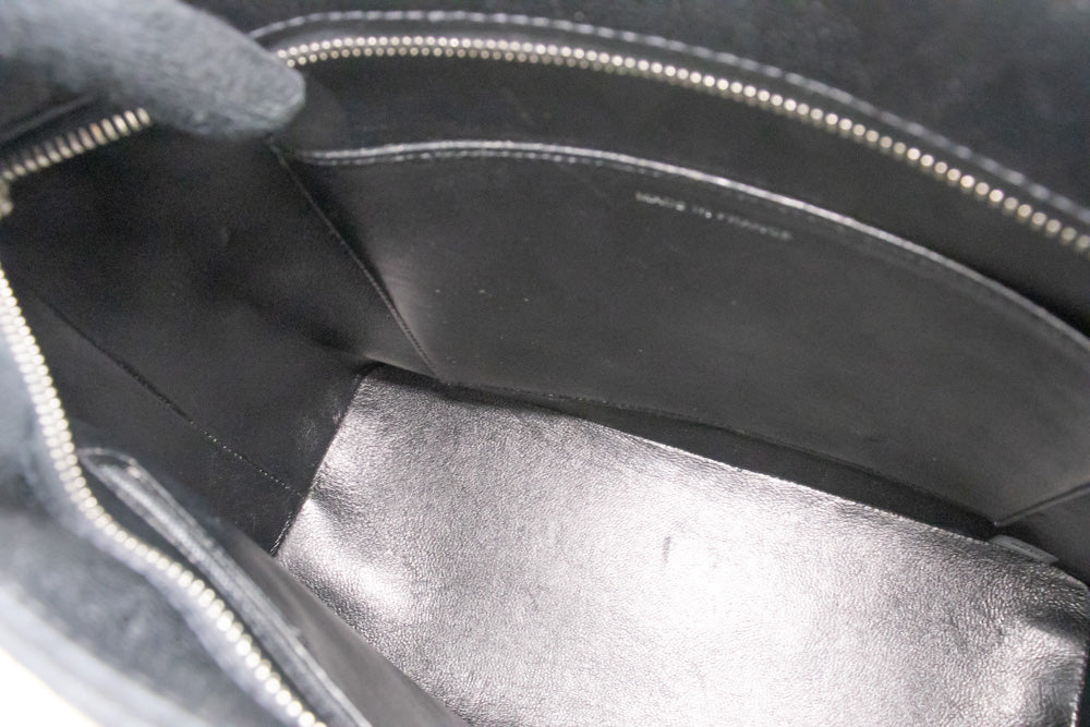 CHANEL Schultertasche aus silberner Medaillon-Caviar-Leder, Einkaufstasche, Schwarz, SV n42 hannari-shop