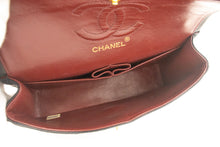 CHANEL Classic Double Flap 9" Chain Shoulder Bag Black Lambskin k10