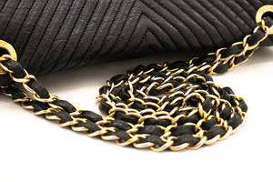 Chanel Chevron V-Stitch Leather Chain Shoulder Bag Single Flap Mat k59