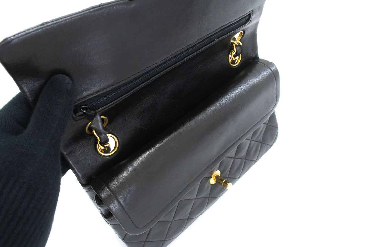 CHANEL Classic Double Flap 9" Chain Skuldertaske Sort Lammeskind ai7 hannari-shop