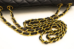 CHANEL Classic Large 11" Chain Shoulder Bag Flap Black Lambskin L95