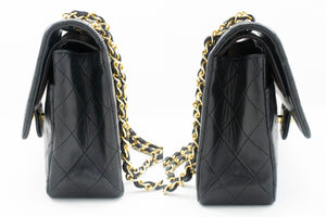 CHANEL Classic Double Flap 10" Chain Shoulder Bag Black Lambskin m50 hannari-shop