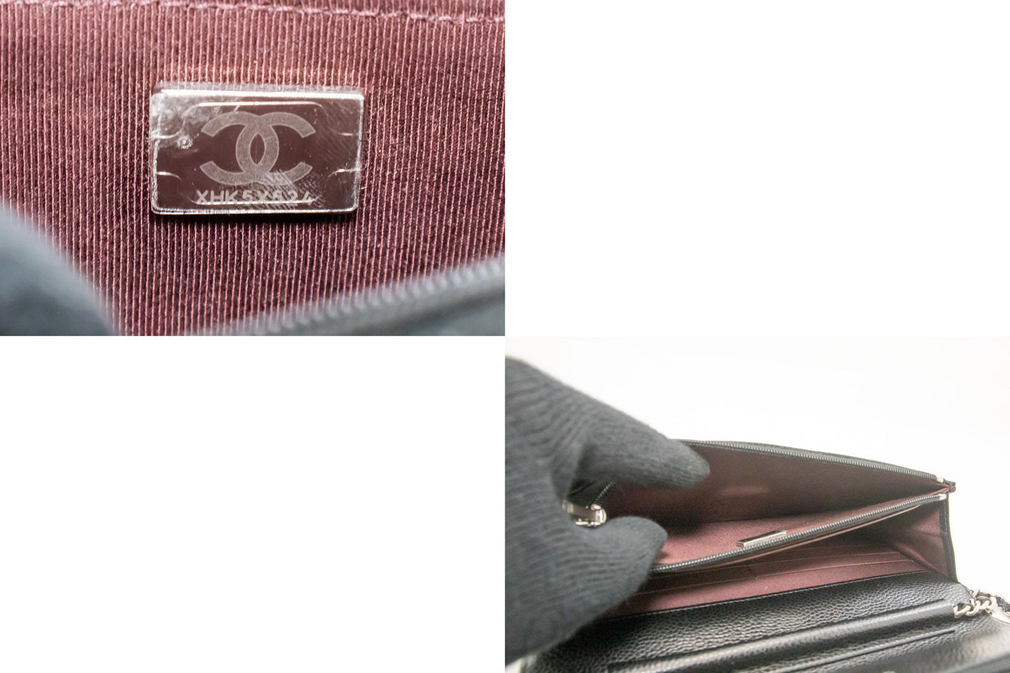 CHANEL Grained Calfskin Wallet On Chain WOC Sort Skuldertaske SV aa3 hannari-shop
