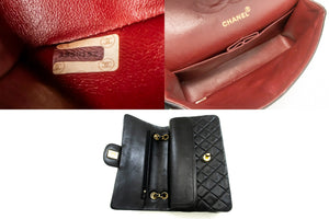 CHANEL Classic Double Flap 10" Chain Shoulder Bag Black Lambskin m90 hannari-shop