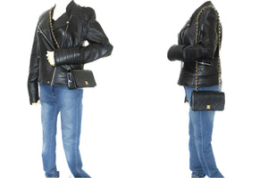 CHANEL Full Flap Chain Shoulder Bag Clutch Black Quilted Lambskin m17 hannari-shop