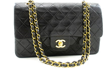 CHANEL Classic Double Flap 10" Chain Shoulder Bag Black Lambskin m29 hannari-shop