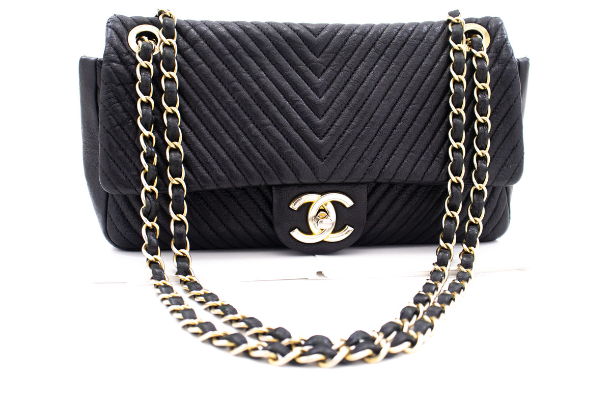Chanel V-Stitch Leather Chain Shoulder Bag Single Flap k59 hannari-shop