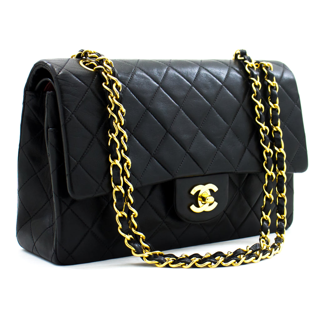 CHANEL Classic Maxi 13 2.55 Flap Chain Shoulder Bag Black Lamb h22 –  hannari-shop