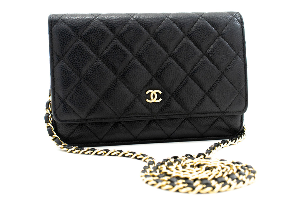 CHANEL Caviar WOC Wallet On Chain Black Shoulder Crossbody Bag at