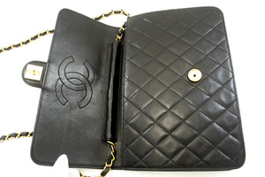 CHANEL Chain Shoulder Bag Clutch Black Quilted Flap Lambskin Purse m23 hannari-shop