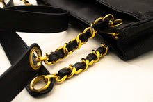 CHANEL Caviar Triple Coco Chain Shoulder Bag Black Leather Gold m25 hannari-shop