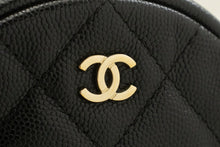 CHANEL Round Zip Caviar Small Chain Shoulder Bag Black Quilted m55 hannari-shop