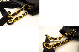 CHANEL Caviar Triple Coco Chain Shoulder Bag Black Leather Gold m25 hannari-shop