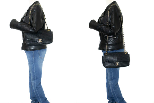 Chanel Chevron V-Stitch Læder Kæde Skuldertaske Enkel Klap Mat k59 hannari-shop
