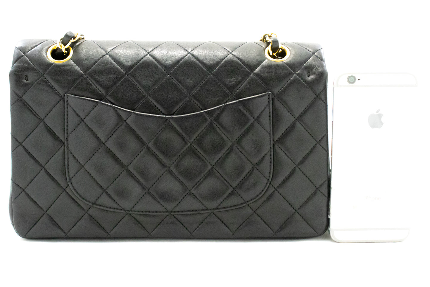 Sac à bandoulière CHANEL Classic Double Flap 10" avec chaîne, cuir d'agneau noir am3 hannari-shop