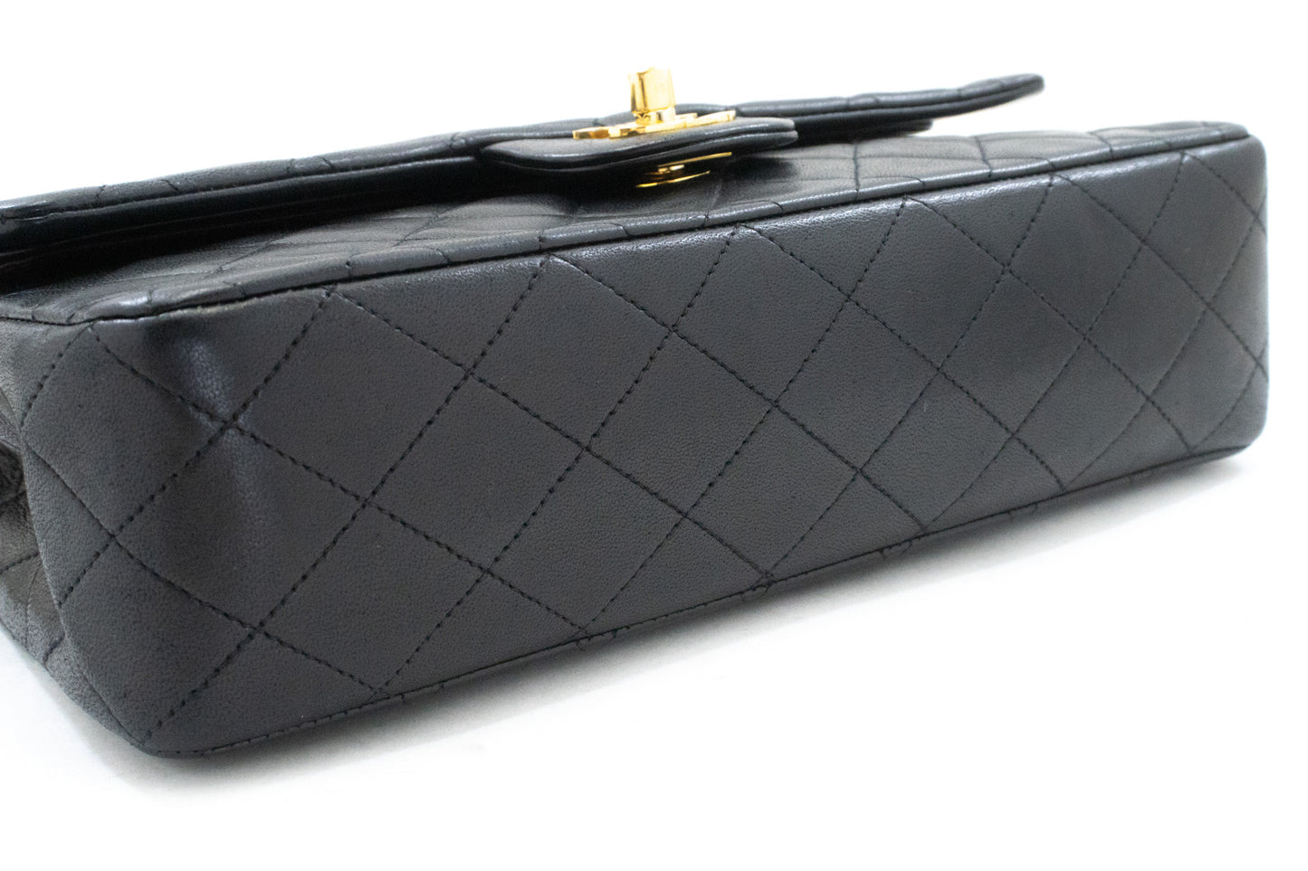 Sac à bandoulière CHANEL Classic Double Flap 10" avec chaîne, cuir d'agneau noir am3 hannari-shop