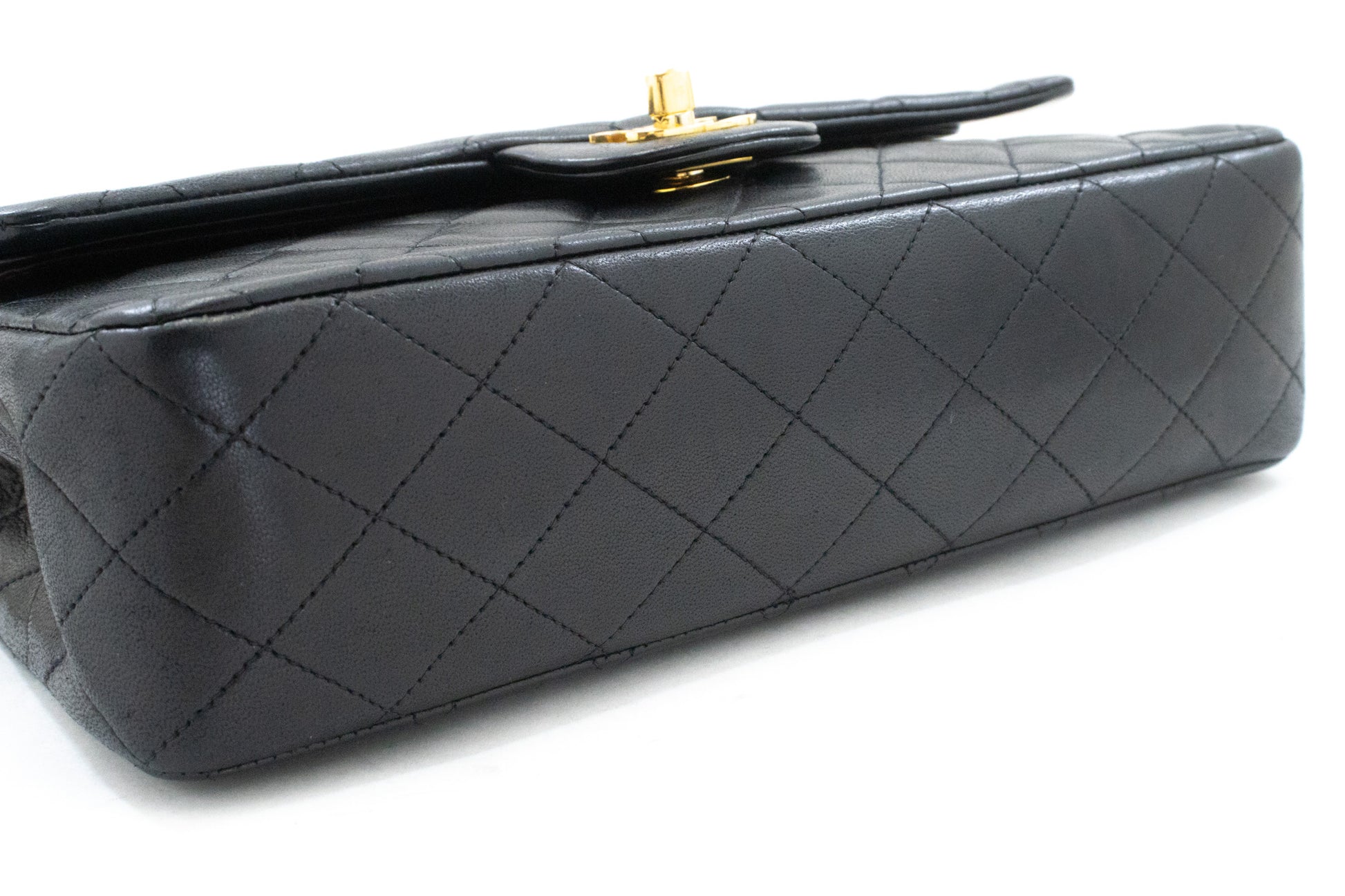 Sac à bandoulière CHANEL Classic Double Flap 10" avec chaîne, cuir d'agneau noir am3 hannari-shop
