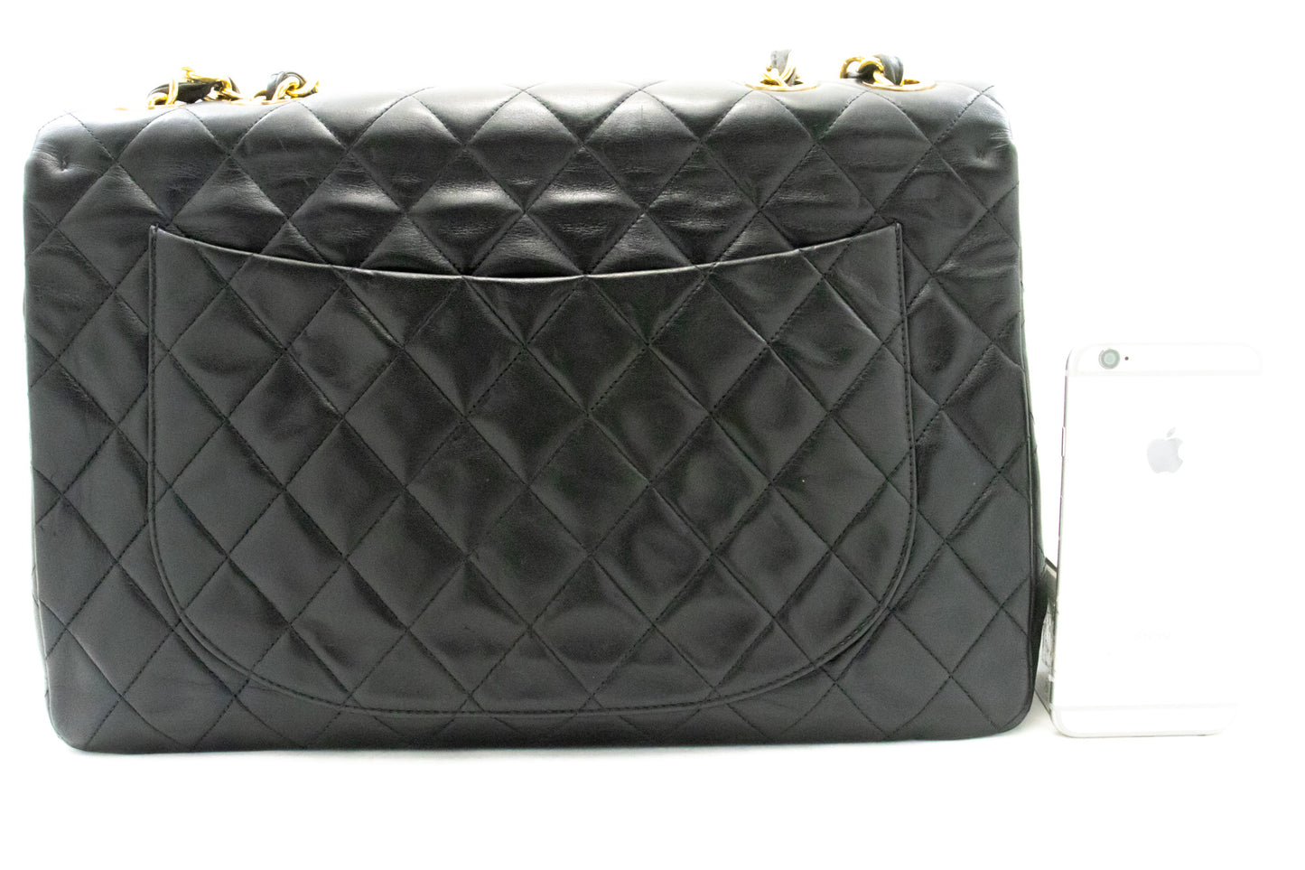 CHANEL Classic Large 13" Flap Chain Shoulder Bag Zwart lamsleer am4 hannari-shop