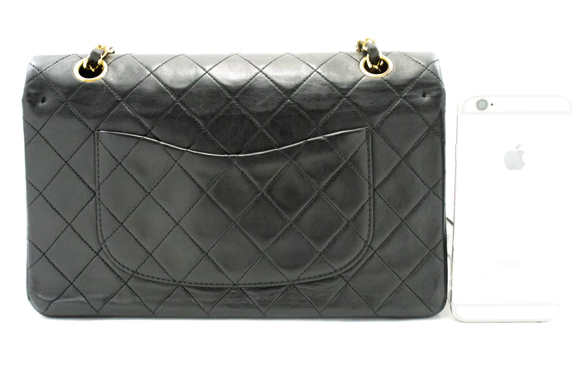 CHANEL Classic Double Flap 10" ketting schoudertas zwart lamsleer ak8 hannari-shop