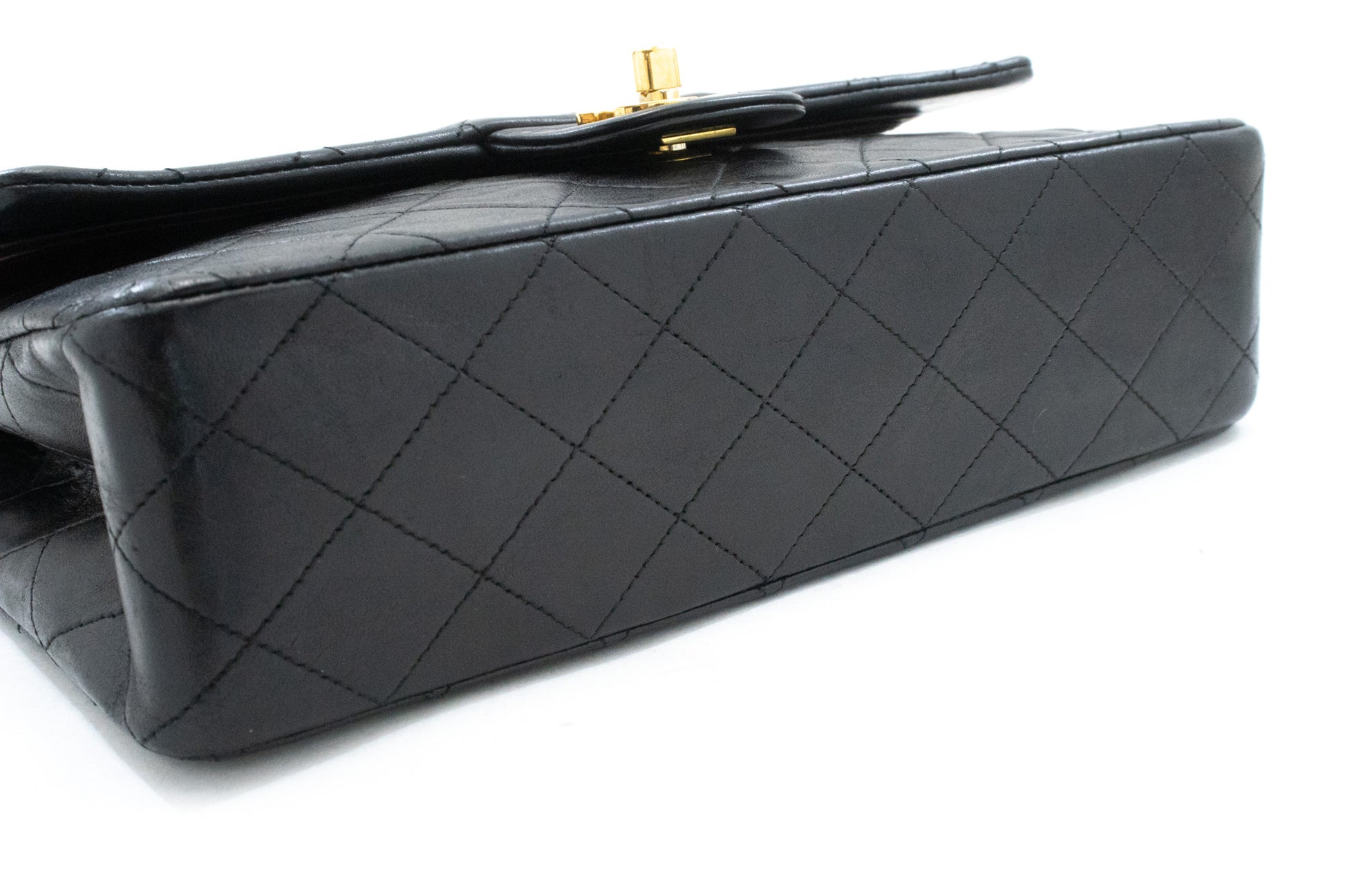 CHANEL Classic Double Flap 10" ketting schoudertas zwart lamsleer ak8 hannari-shop