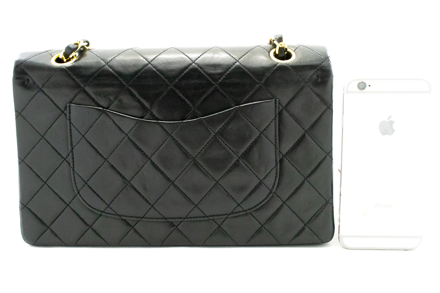 CHANEL Classic Double Flap 10" kæde skuldertaske i sort lammeskind ak9 hannari-shop