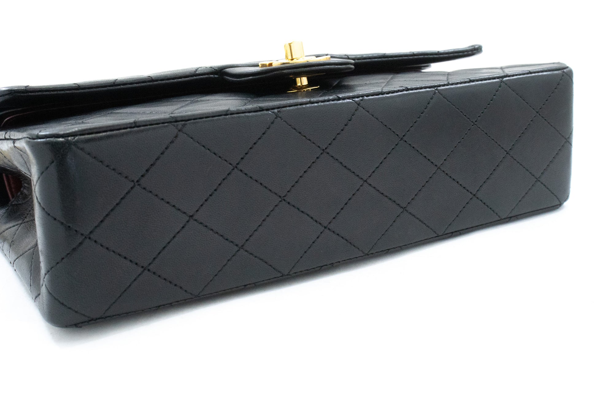 CHANEL Classic Double Flap 10" kæde skuldertaske i sort lammeskind ak9 hannari-shop