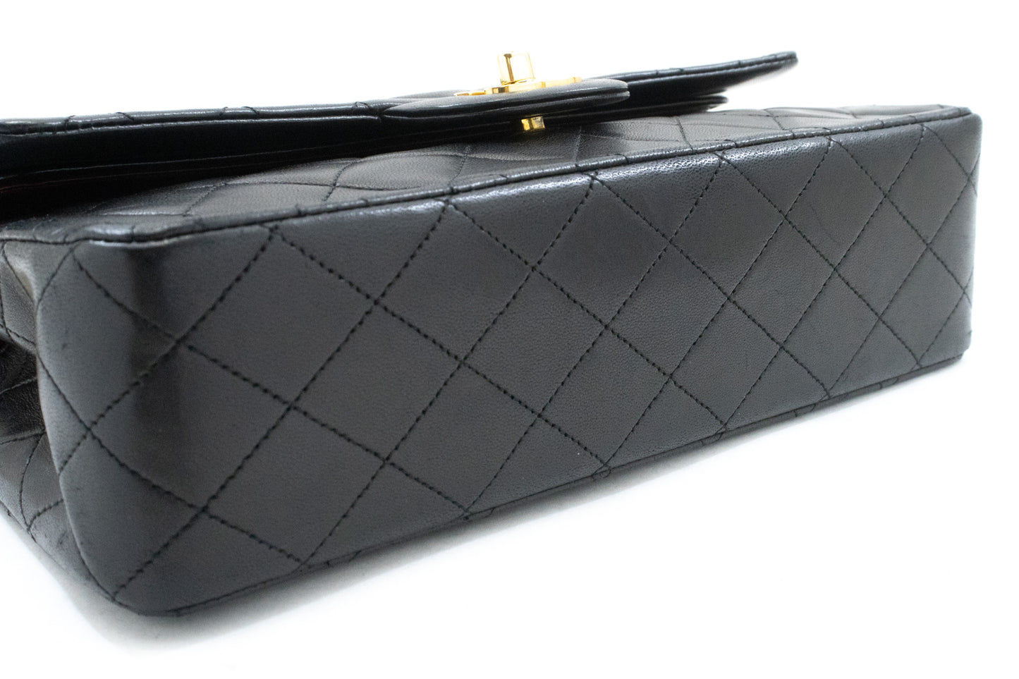 Sac à bandoulière CHANEL Classic Double Flap 10" en chaîne, noir, en agneau, ak7 hannari-shop