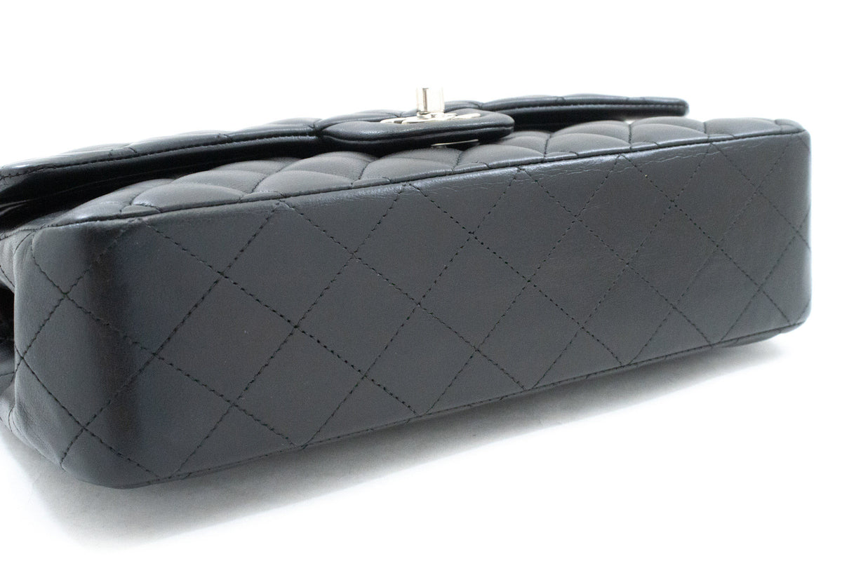 CHANEL Classic Double Flap 10" Chain Shoulder Bag Black Lambskin am5 hannari-shop