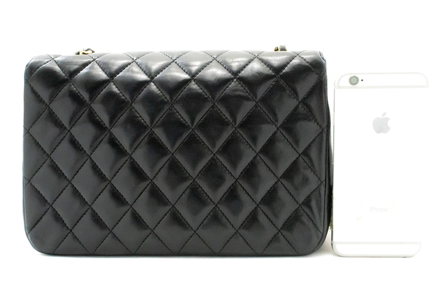 CHANEL Half Moon Chain Shoulder Bag Crossbody Black Quilted Flap am7 hannari-shop