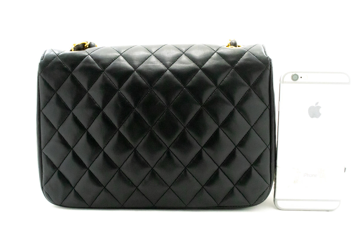 CHANEL Half Moon Chain Shoulder Bag Crossbody Black Quilted Flap an3 hannari-shop
