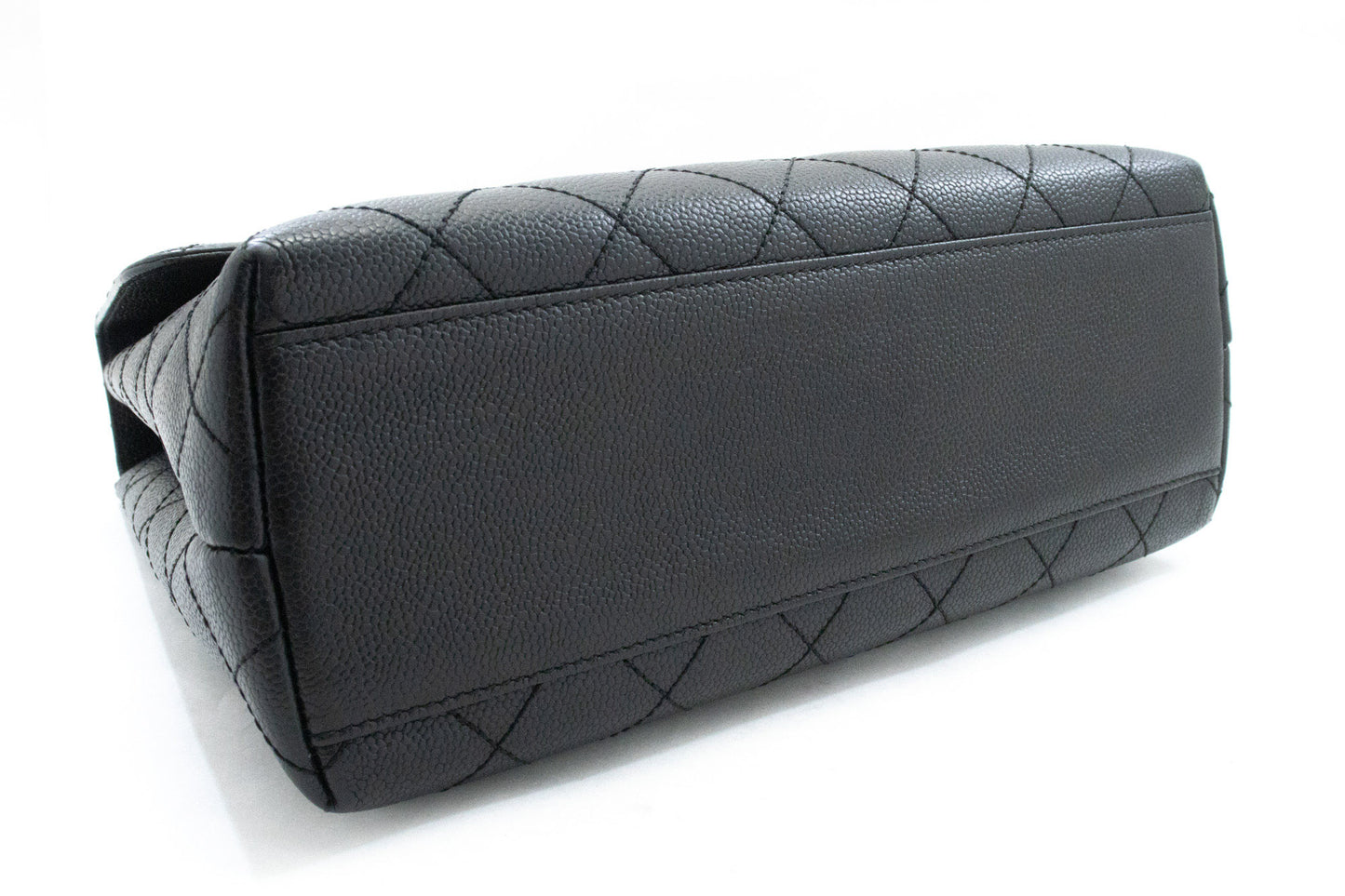 CHANEL Grained Calfskin Handbag Top Handle Bag Kelly Black Flap an4 hannari-shop