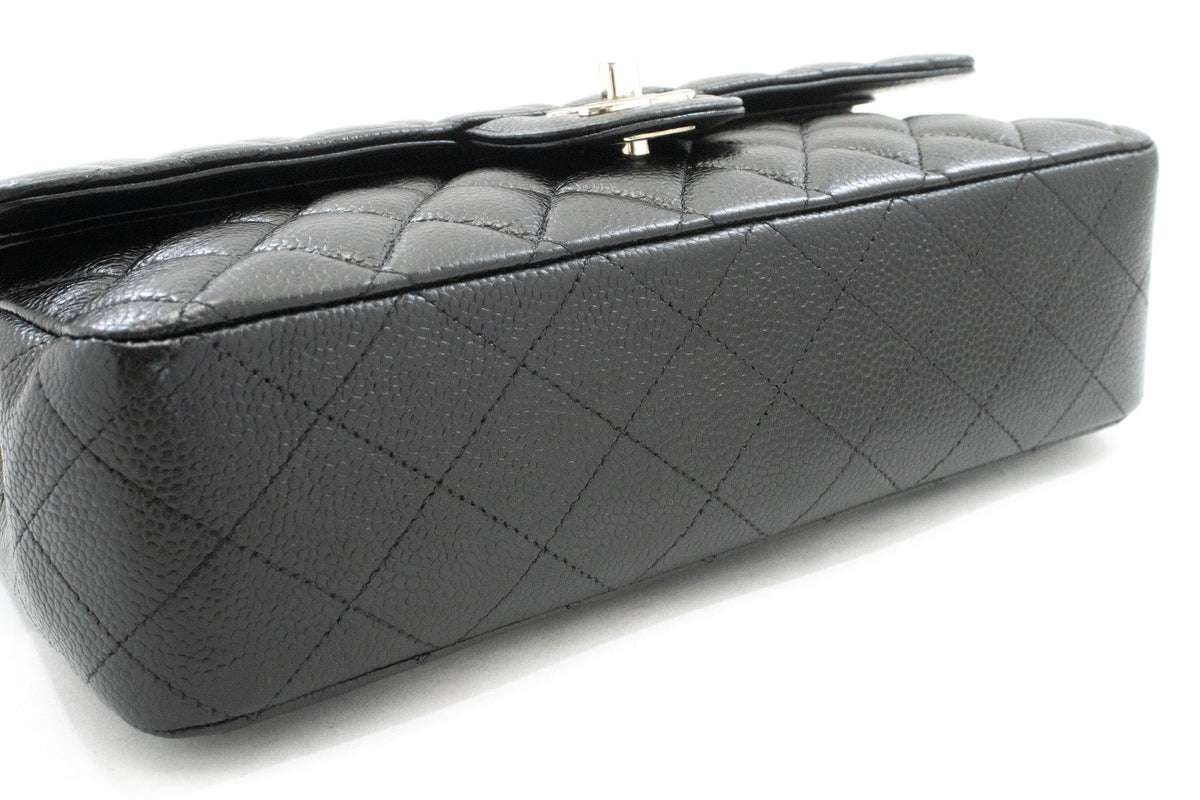 CHANEL Grained Calfskin Double Flap 10" Chain Shoulder Bag Black ao1 hannari-shop