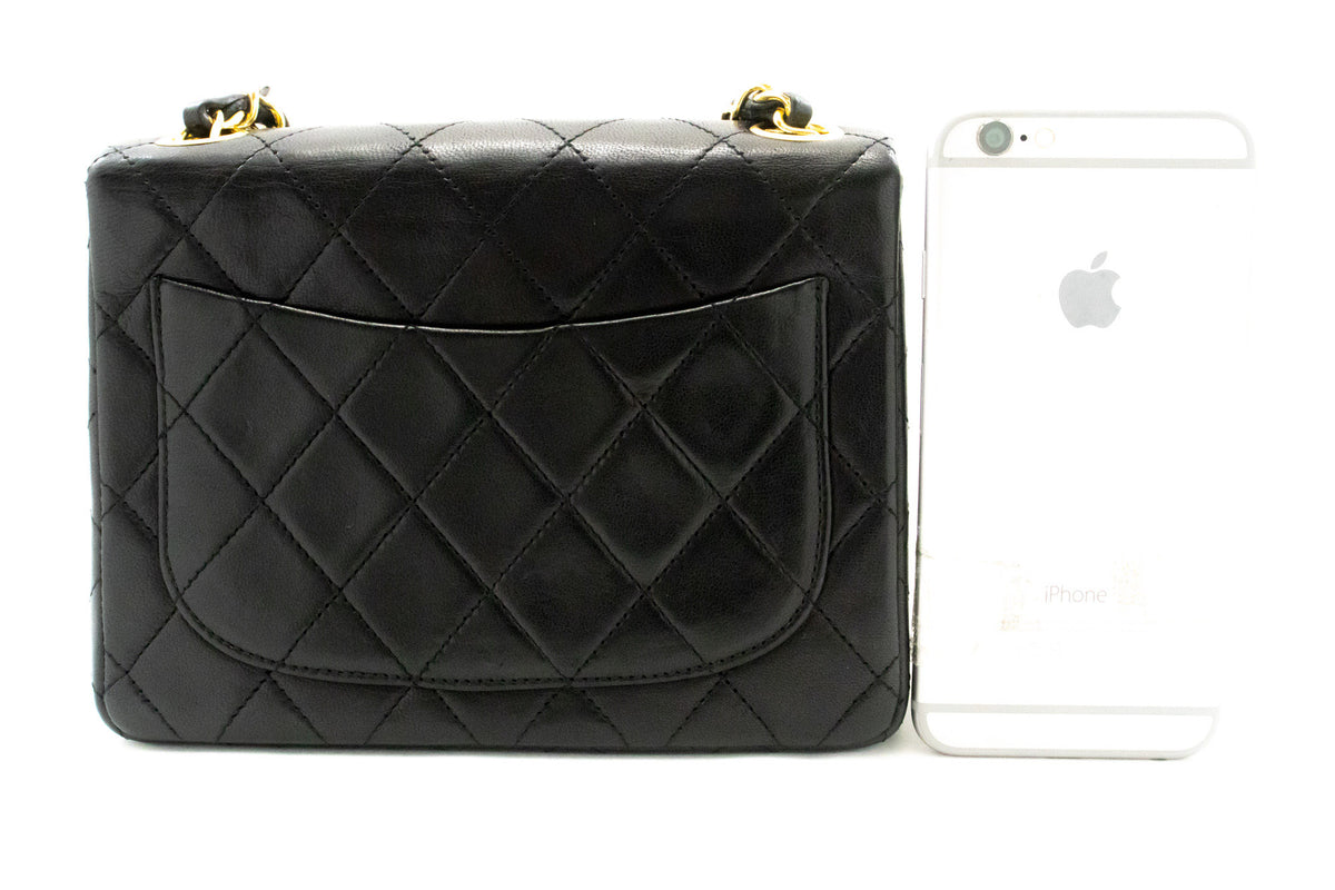 CHANEL Mini Square Small Chain Shoulder Bag Crossbody Black Purse ao3 hannari-shop