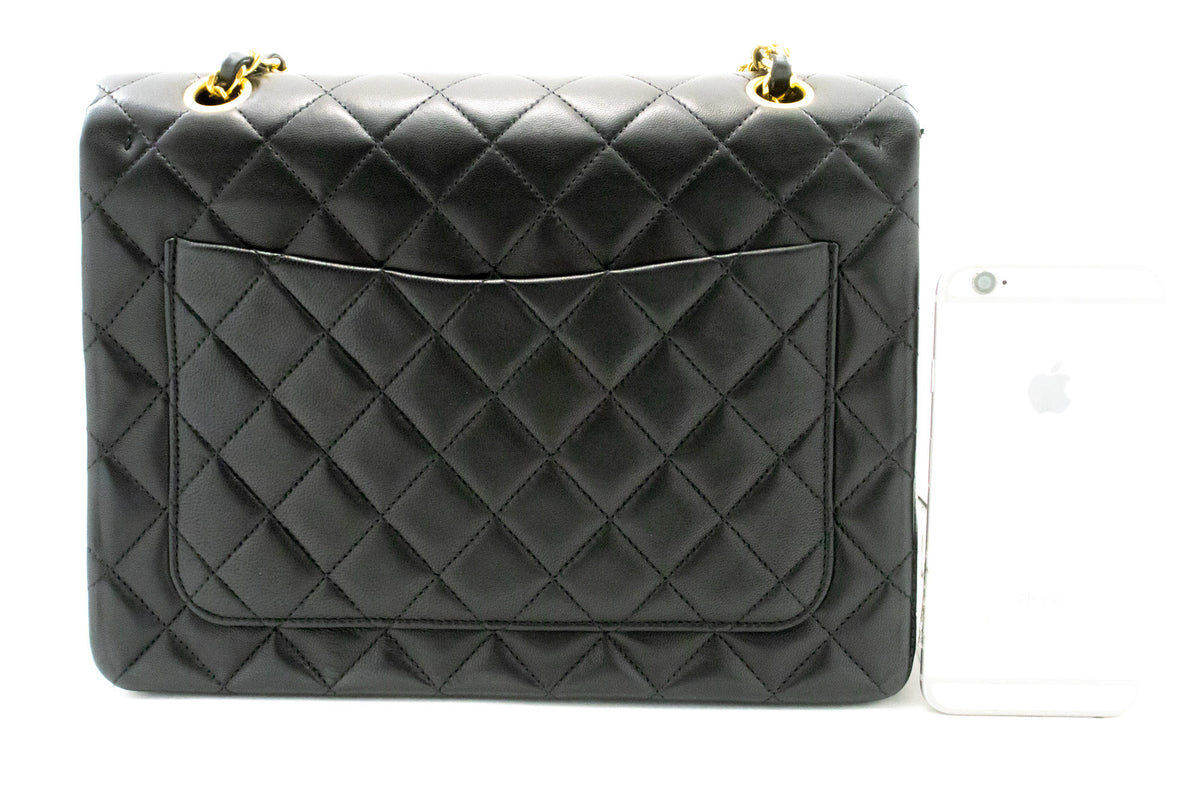 CHANEL Classic Double Flap Square Chain Shoulder Bag Black an8 hannari-shop