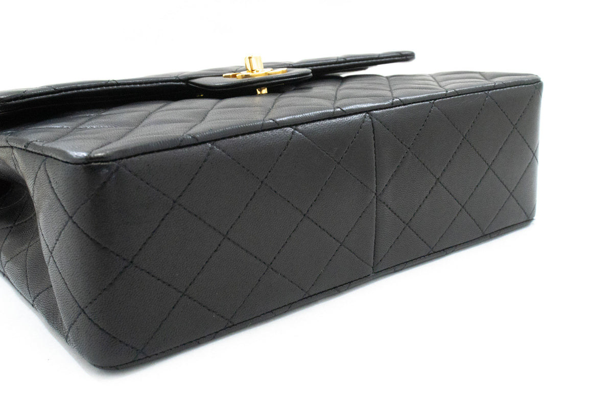CHANEL Classic Double Flap Square Chain Shoulder Bag Black an8 hannari-shop