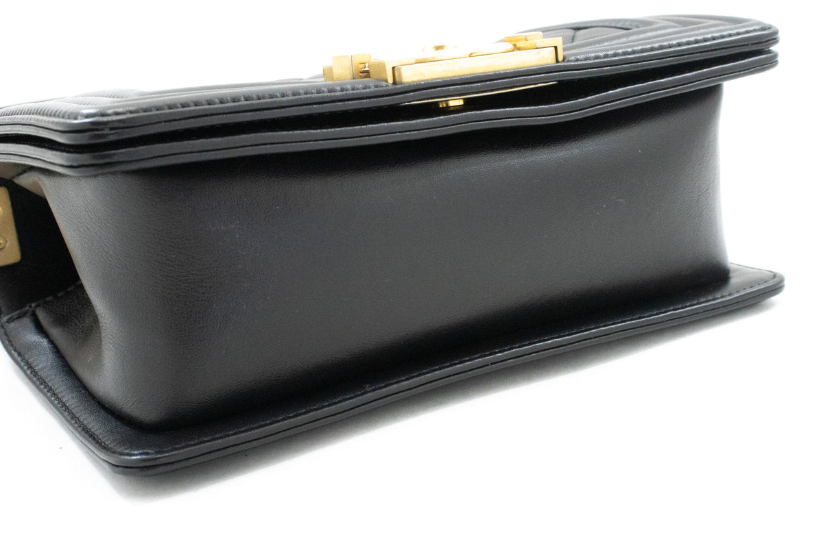CHANEL Boy Chain Shoulder Bag Black Quilted Flap Lambskin Gold an6 hannari-shop