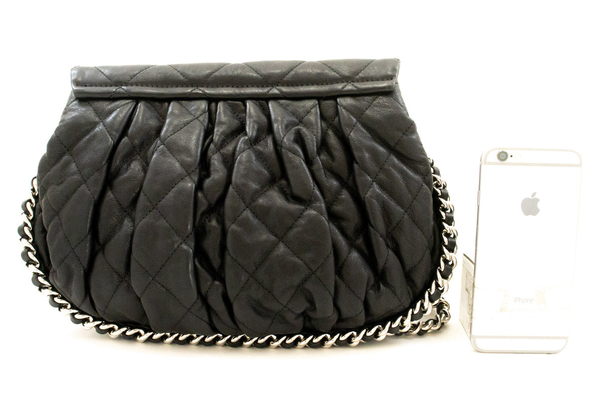 CHANEL Chain Around Shoulder Bag Crossbody Black Calfskin Leather ap9 — 후면 hannari-shop