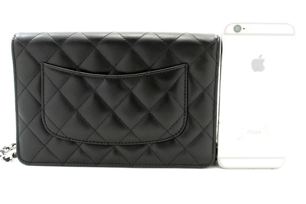 CHANEL Black Classic Wallet On Chain WOC Shoulder Bag Lambskin ap5 — dos hannari-shop