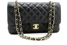 CHANEL Caviar Classic Double Flap 10" Chain Shoulder Bag Black m60 hannari-shop