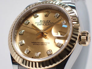 ROLEX Datejust28 champagne Dial 10P diamond '23 18KYG combination Mens 181712590 hannari-shop