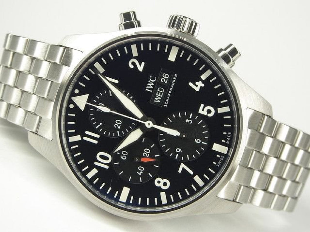 IWC Pilot's watch Chronograph black IW377710 Genuine goods Mens 183406421 hannari-shop