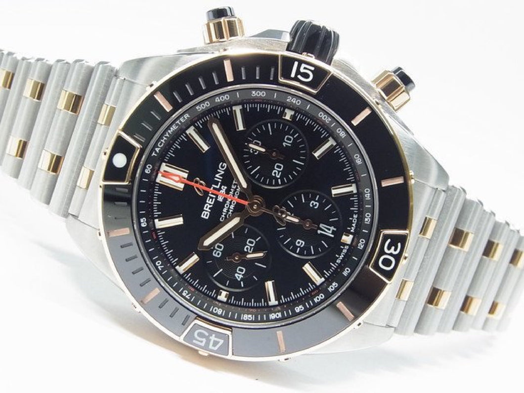 BREITLING Super Chrono Mat B01 44 SS x red gold black Mens 183687531 hannari-shop