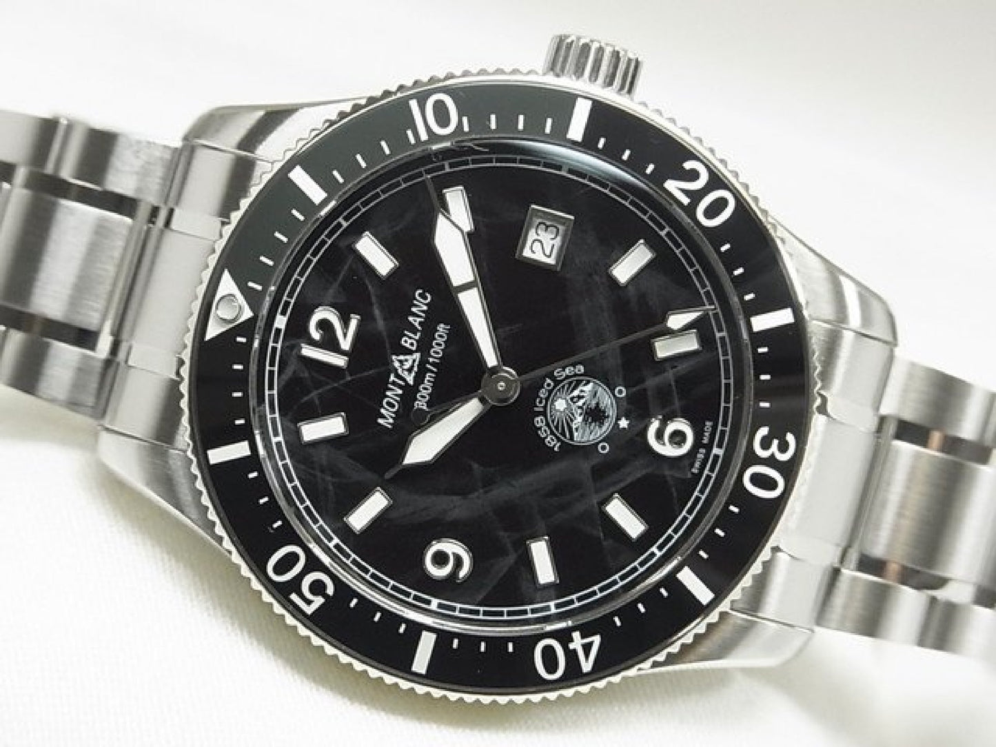MONTBLANC 1858 Iced Sea Automatique date Réf.MB129371 bracelet caoutchouc Article authentique Homme 184607294 hannari-shop